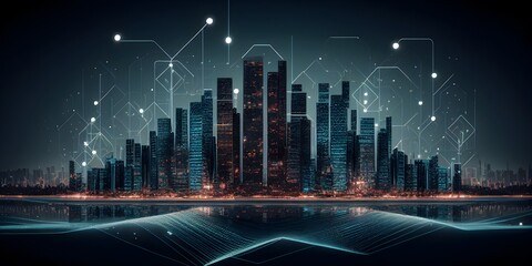 Smart city,digital illustration generative AI