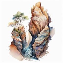 A dramatic canyon carved by a twisting river Generative Ai