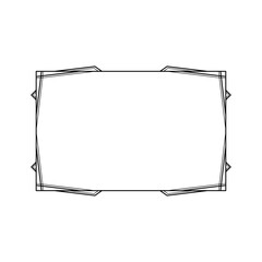 Abstract Black Simple Line Rectangular Frame Doodle Outline Element Vector Design Style Sketch Isolated Illustration For Wedding And Banner