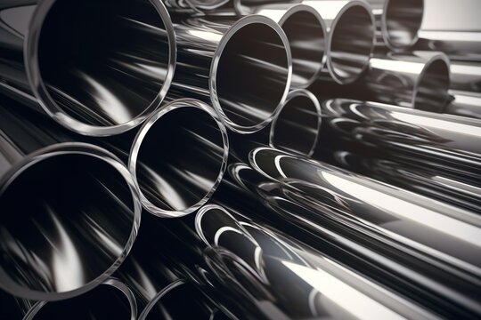 Stainless steel tubes and pipes - created with generative AI technology