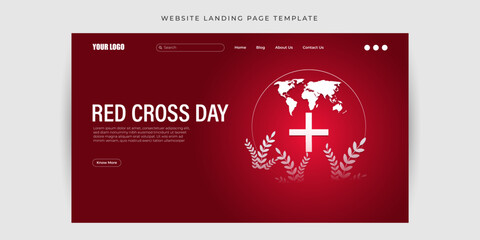 Vector illustration of World Red Cross Day Website landing page banner mockup Template