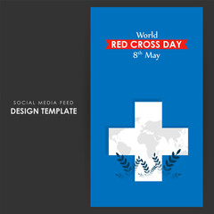 Vector illustration of World Red Cross Day social media story feed mockup template