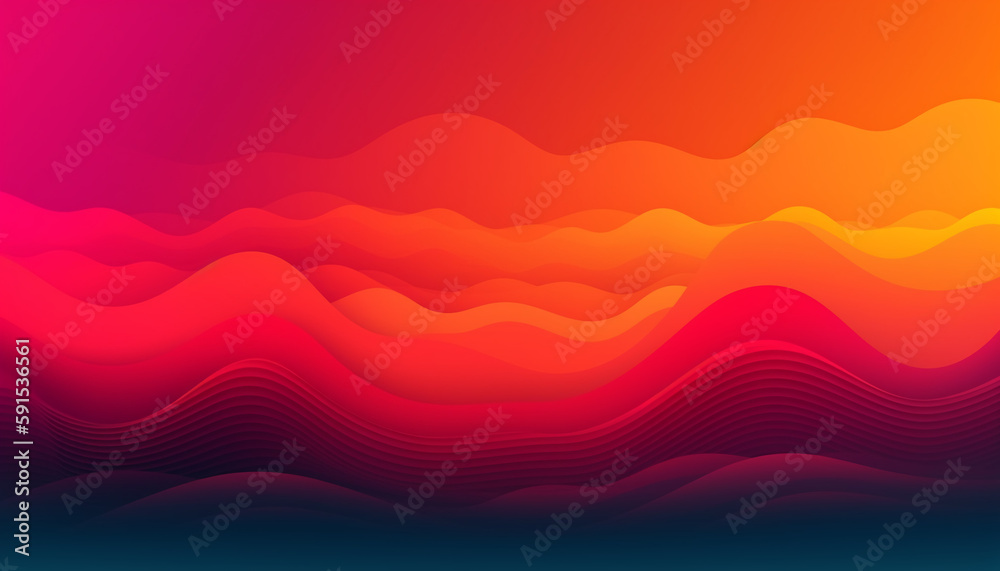 Fototapete Simple minimalist retro color trendy background and abstract colorful wallpaper. Artistic digital art geometric line stripe and wave, element and design material. Generative AI technology.