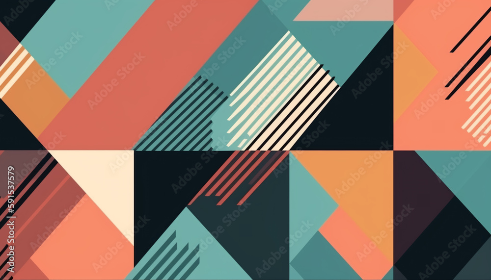 Fototapete simple minimalist retro color trendy background and abstract colorful wallpaper. artistic digital ar