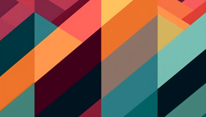 Obraz premium Simple minimalist retro color trendy background and abstract colorful wallpaper. Artistic digital art geometric line stripe and wave, element and design material. Generative AI technology.