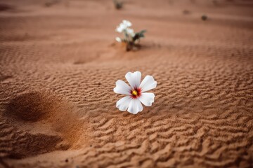 Fototapeta na wymiar Lone Flower in The Desert, generative ai