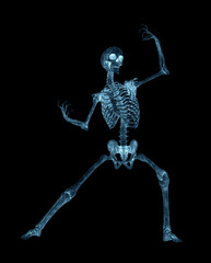 skeleton in a comic action pose