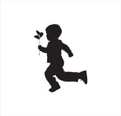 A running kid silhouette vector art work