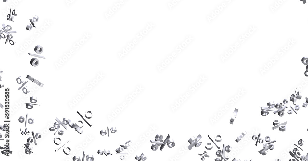 Poster sales icons floating in the air 3d rendering - 3d percent rain illlustration