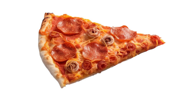 Pepperoni Pizza Isolated on White Background, Image Ai Generated