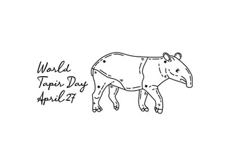 line art of world tapir day good for world tapir day celebrate. line art. illustration.