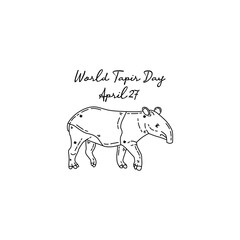 line art of world tapir day good for world tapir day celebrate. line art. illustration.
