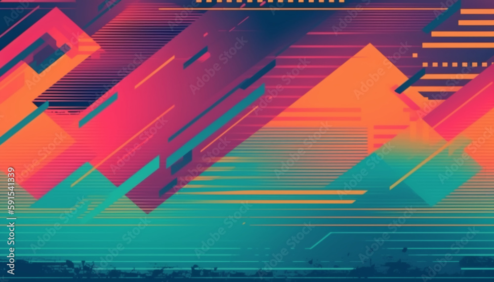 Fototapete Simple minimalist futuristic trendy background abstract colorful wallpaper and backdrop. Digital art geometric line stripe bar element design material. circle abstract. Generative AI technology.