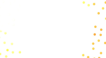 Golden confetti falling down isolated on transparent background.