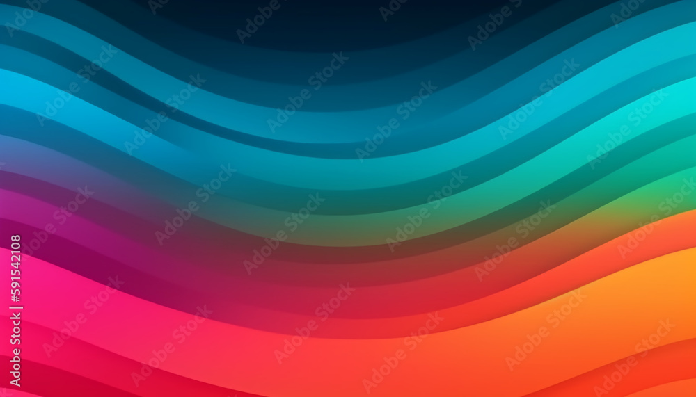 Fototapete Simple minimalist retro color trendy background and abstract colorful wallpaper. Artistic digital art geometric line stripe and wave, element and design material. Generative AI technology.