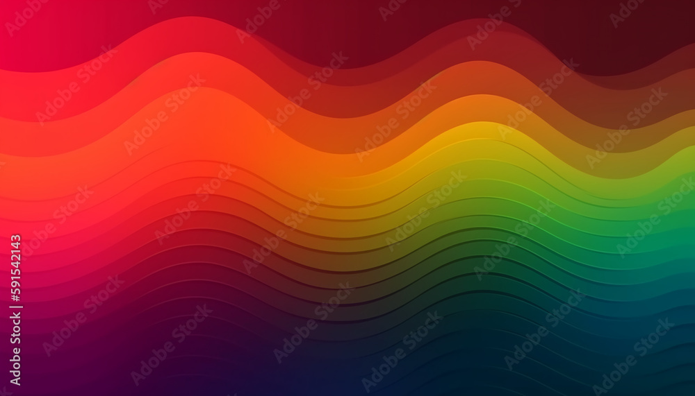 Fototapete Simple minimalist retro color trendy background and abstract colorful wallpaper. Artistic digital art geometric line stripe and wave, element and design material. Generative AI technology.