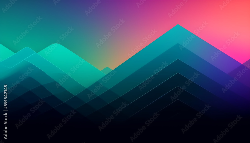 Fototapete Simple minimalist retro color trendy background and abstract colorful wallpaper. Artistic digital art geometric line stripe and wave, element and design material. Generative AI technology.