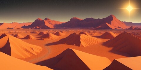 Fototapeta na wymiar Desert landscape with trees, generative AI