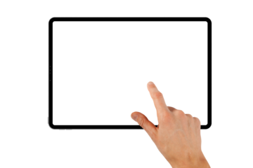 a tablet ipad in a hand on the png backgrounds