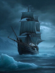 sailship in the arctic ocean - generative AI