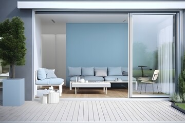 modern living room with large window, generative ai