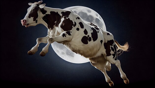 La vache saute par-dessus la lune, generative ai