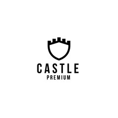 Vector castle with shield logo design concept template illustration idea