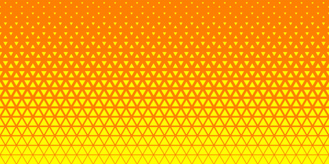 Yellow orange halftone triangles pattern. Abstract geometric gradient background. Vector illustration.