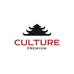 Vector traditional building korean roof culture logo design concept illustration idea