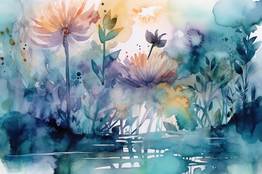 watercolor floral composition, generative AI