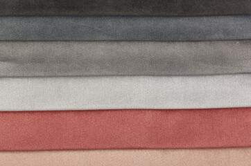 Different samples of velvet fabric
