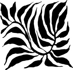 Tropic Leaf Black Square Silhouette