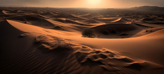 Amazing desert sunset landscape, Generative AI