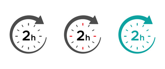 Two hours round icons with arrow vector set