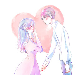 告白する男性とうれしい女性　和やか