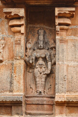 Bas reliefs in Hindu temple. Brihadishwarar Temple. Thanjavur, Tamil Nadu, India
