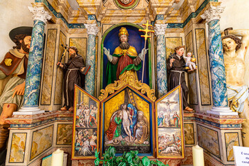 Altar of San Silvestro's chapel in Vallunga, South Tyrol, Italy