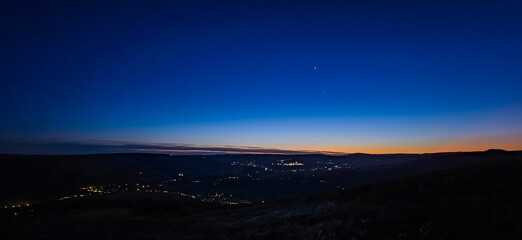 Fototapeta na wymiar View on the night from Bamford Edge , National Park Peak District UK.