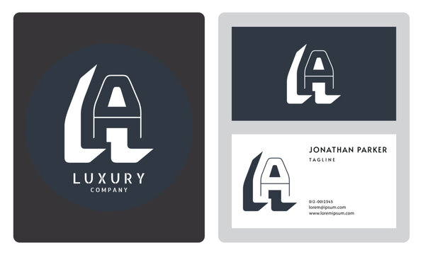Luxury vector logotype business card template. Premium letter A logo with luxury business card design. Elegant corporate identity.
