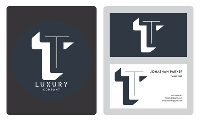 luxury business card design template. Premium letter T logo with luxury business card design. Elegant corporate identity.