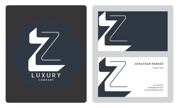 Luxury vector logotype business card template. Premium letter Z logo with luxury business card design. Elegant corporate identity.
