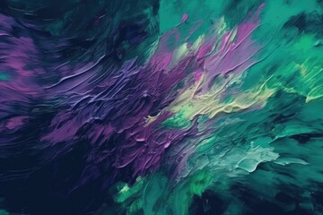 Abstract Purple And Green Grunge Paint Strokes. Generative AI