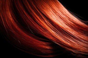 Background Straight Red Shiny Beautiful Wellgroomed Hair. Generative AI - obrazy, fototapety, plakaty