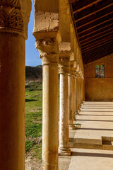 Arches of the portico outside the Mozarabic Church of the Monastery of San Miguel de Escalada Century X in Leon Spain