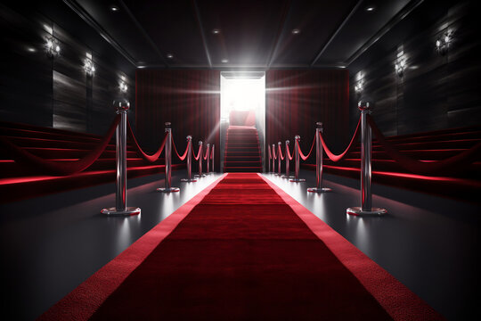 Vip Luxury Entrance With Red Carpet, Made Using Generative Ai