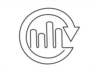 Single one line drawing of increasing  arrow bar graph sign. Business financial sales market growth performance minimal concept. Modern continuous line draw design graphic vector illustration