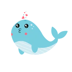 Abwaschbare Fototapete Wal Vector illustration of a cute whale. Flat style