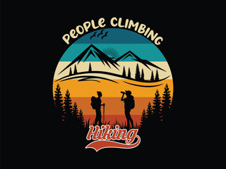 Hiking people climbing