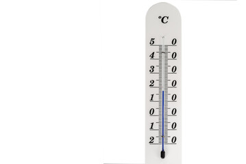 18 degrees celsius on a thermometer on a white. Energy crises concept