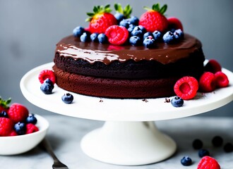 chocolate cake with berries